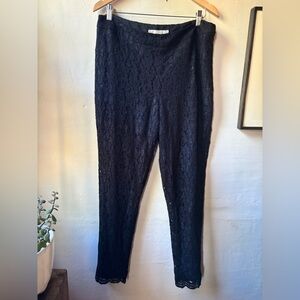 Boston Proper Black Lace Pants Side Zip Tapered Leg